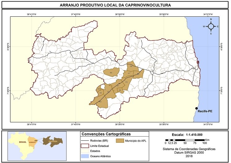 Mapa do APL de Caprinovinocultura